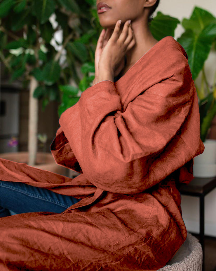 Sweet Guava Linen Robe